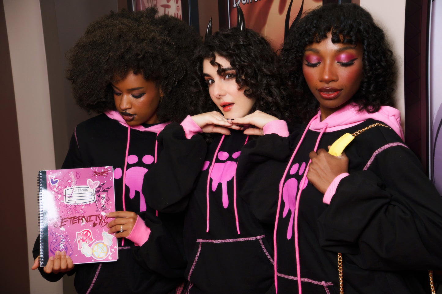 Emberlynn Hoodie - Black/Pink