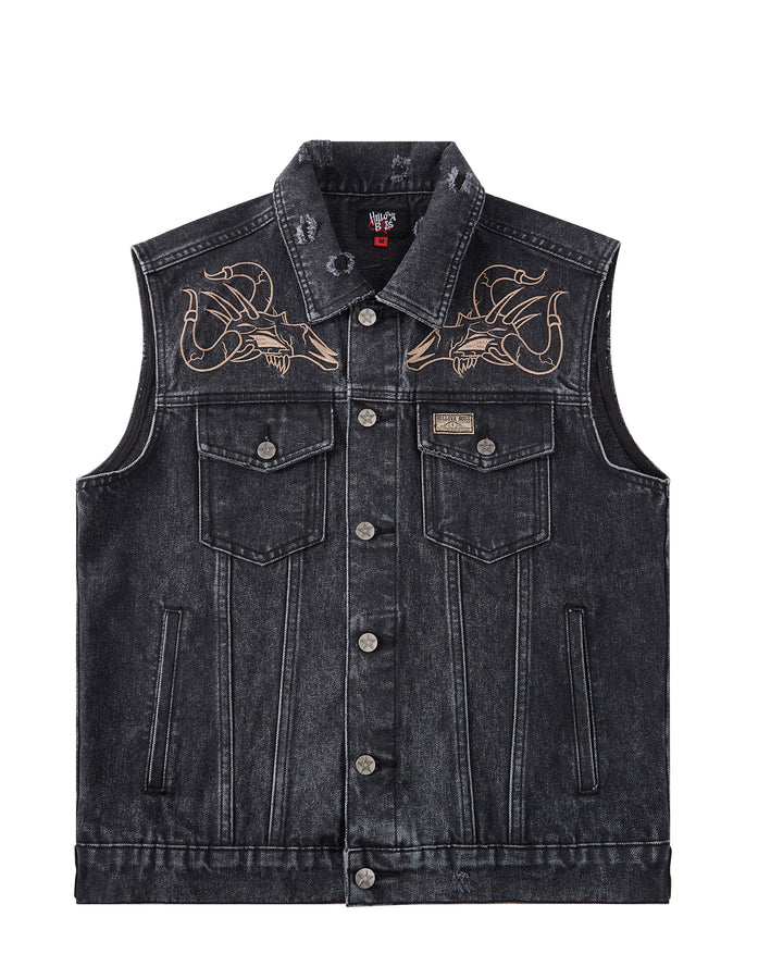 Helluva Boss Wrath Ring Denim Vest