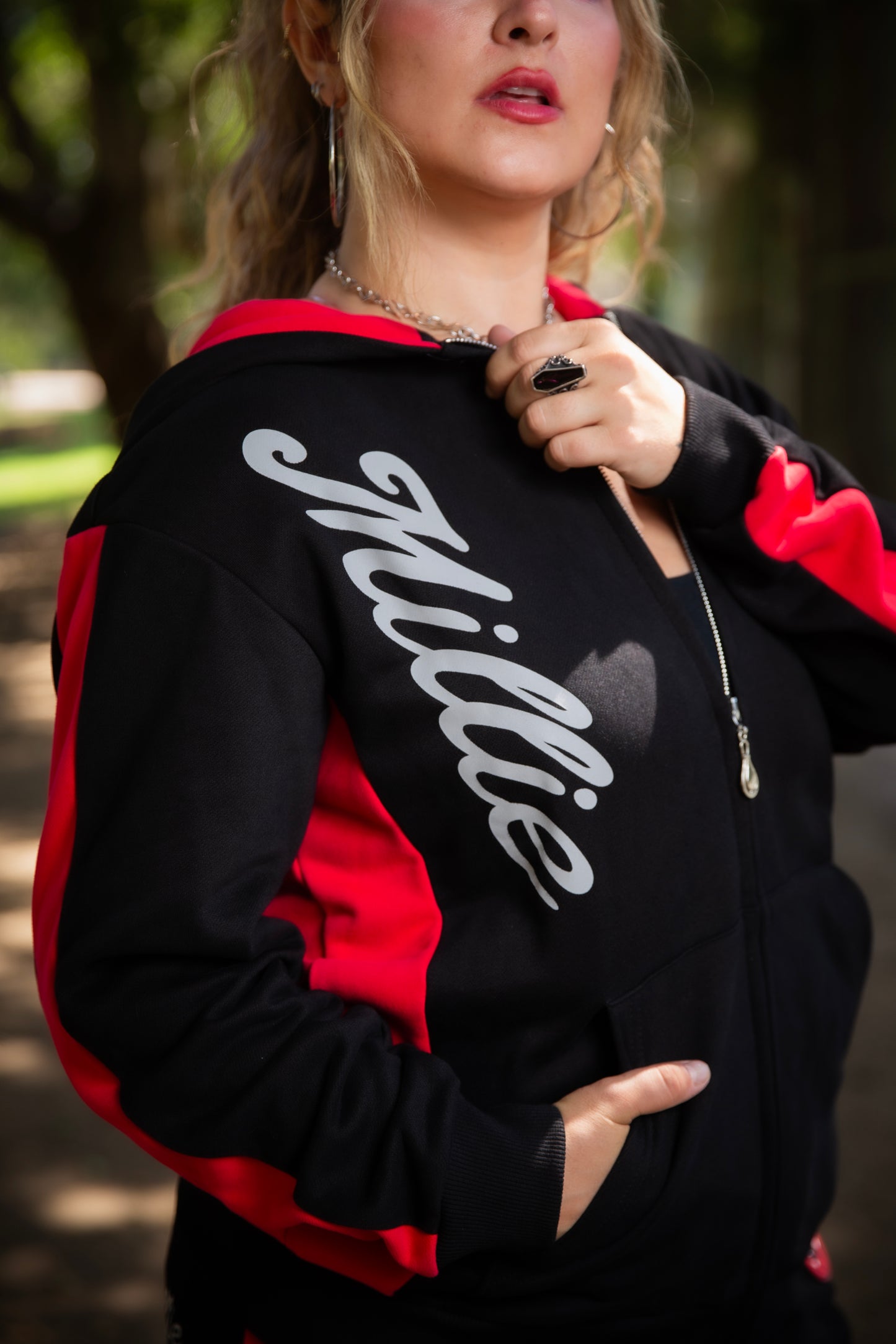 Millie Athletic Oversized Zip Up Hoodie - Black
